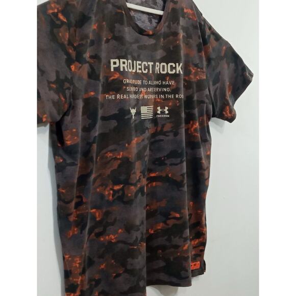 Under Armour Men’s T-Shirt Project Rock Veterans Day Orange Camo Size 4XL - Picture 6 of 13